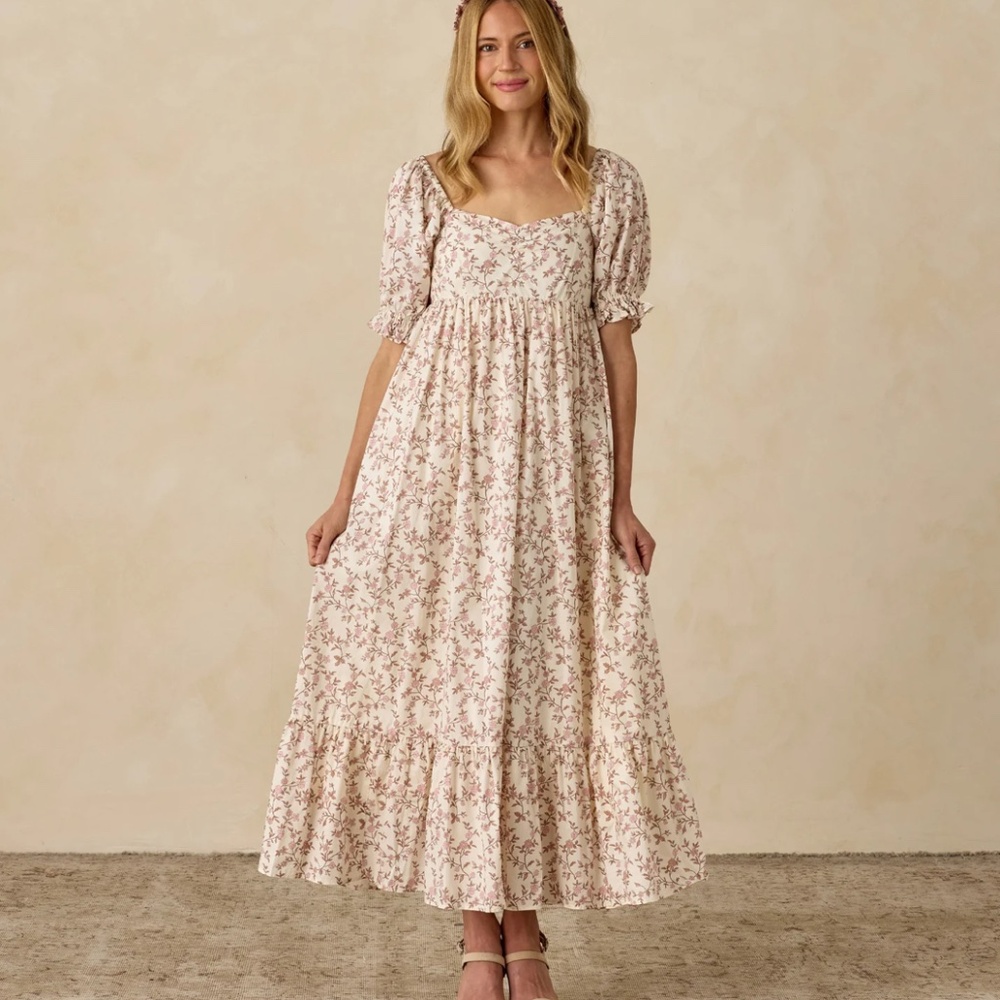 Beige & Pink Smocked Maxi Dress